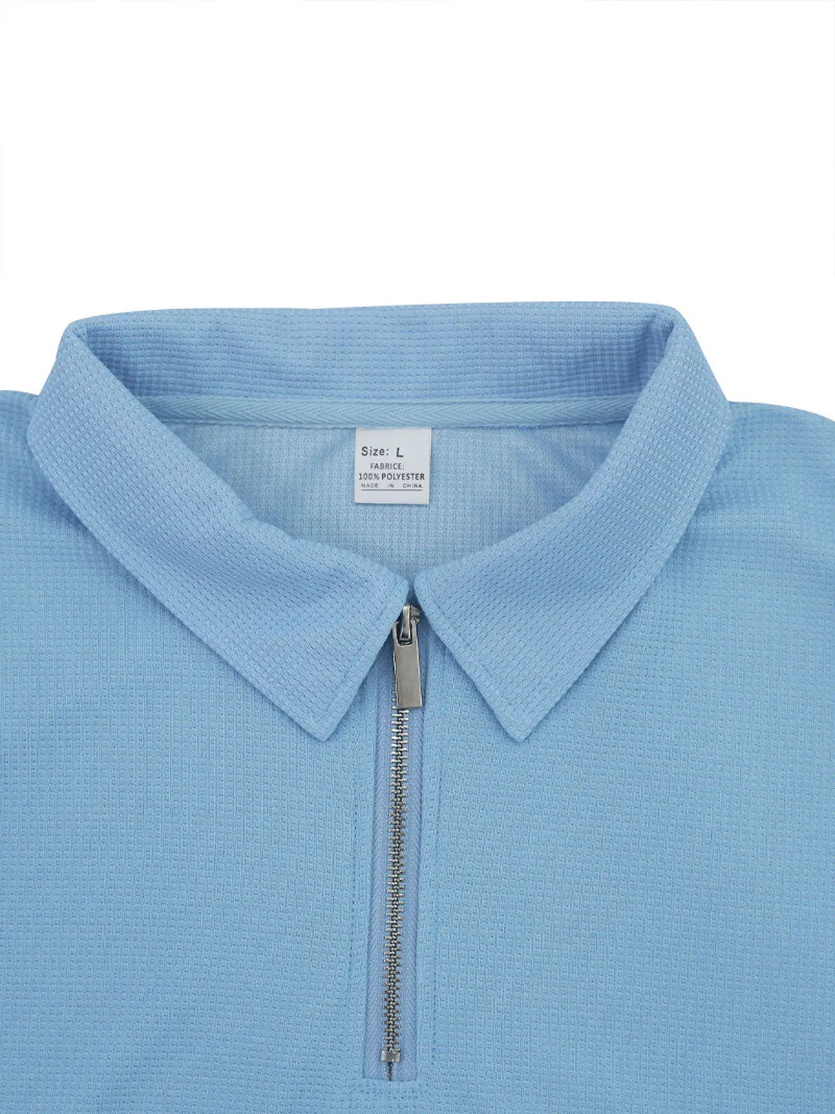 Men's Casual Waffle Zipper Short Sleeve Polo Suit