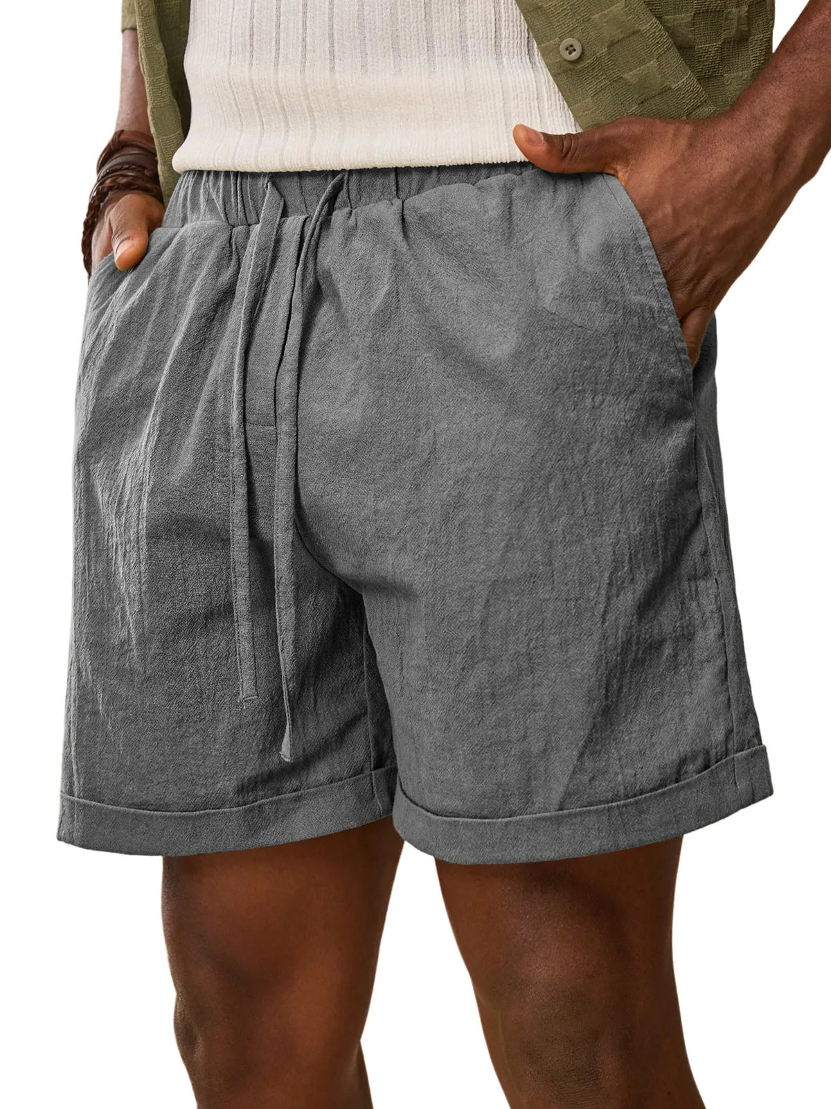 Men's Summer Daily Comfort Elastic Waist Casual Solid Color Shorts