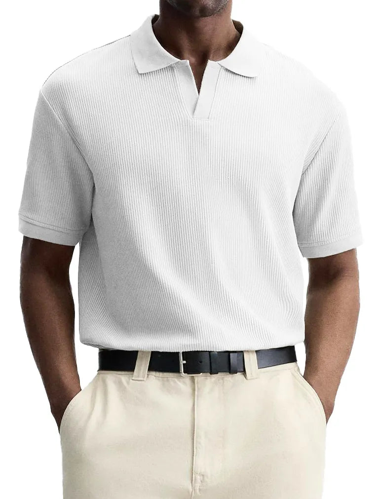 Men's Fashion Retro Casual Pit V-neck Short-Sleeved Polo Shirt