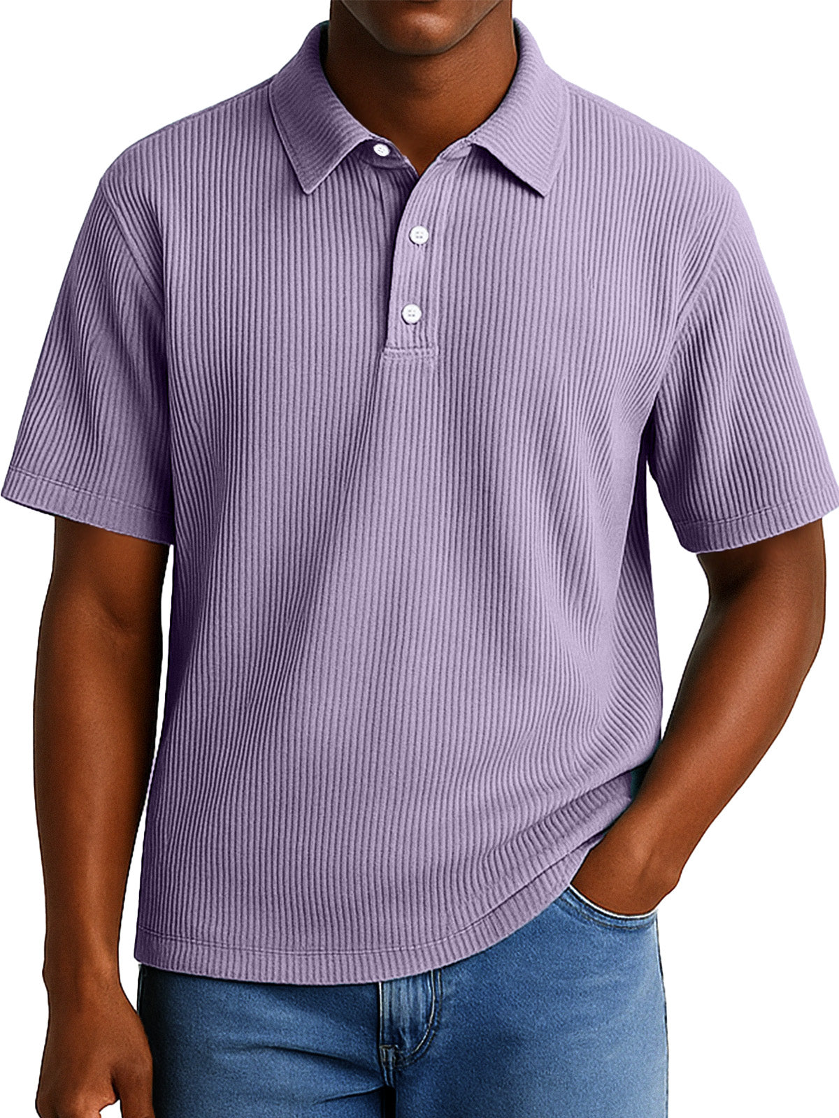 Men's Daily Casual Pitted Short-sleeved Lapel Polo Shirt