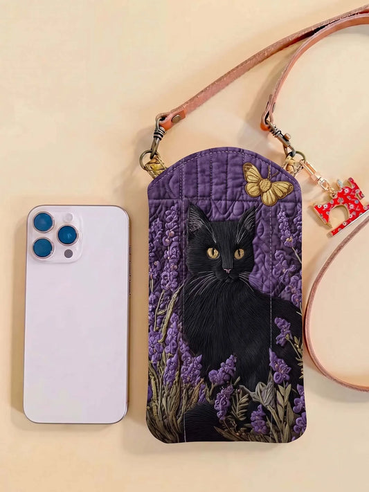 Lavender And The Black Cat Quilted Slim Phone Crossbody Bag