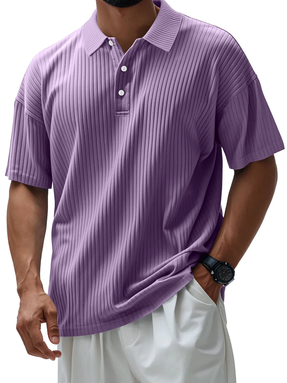 Men's Casual Pit Lapel Button Short Sleeve POLO Shirt