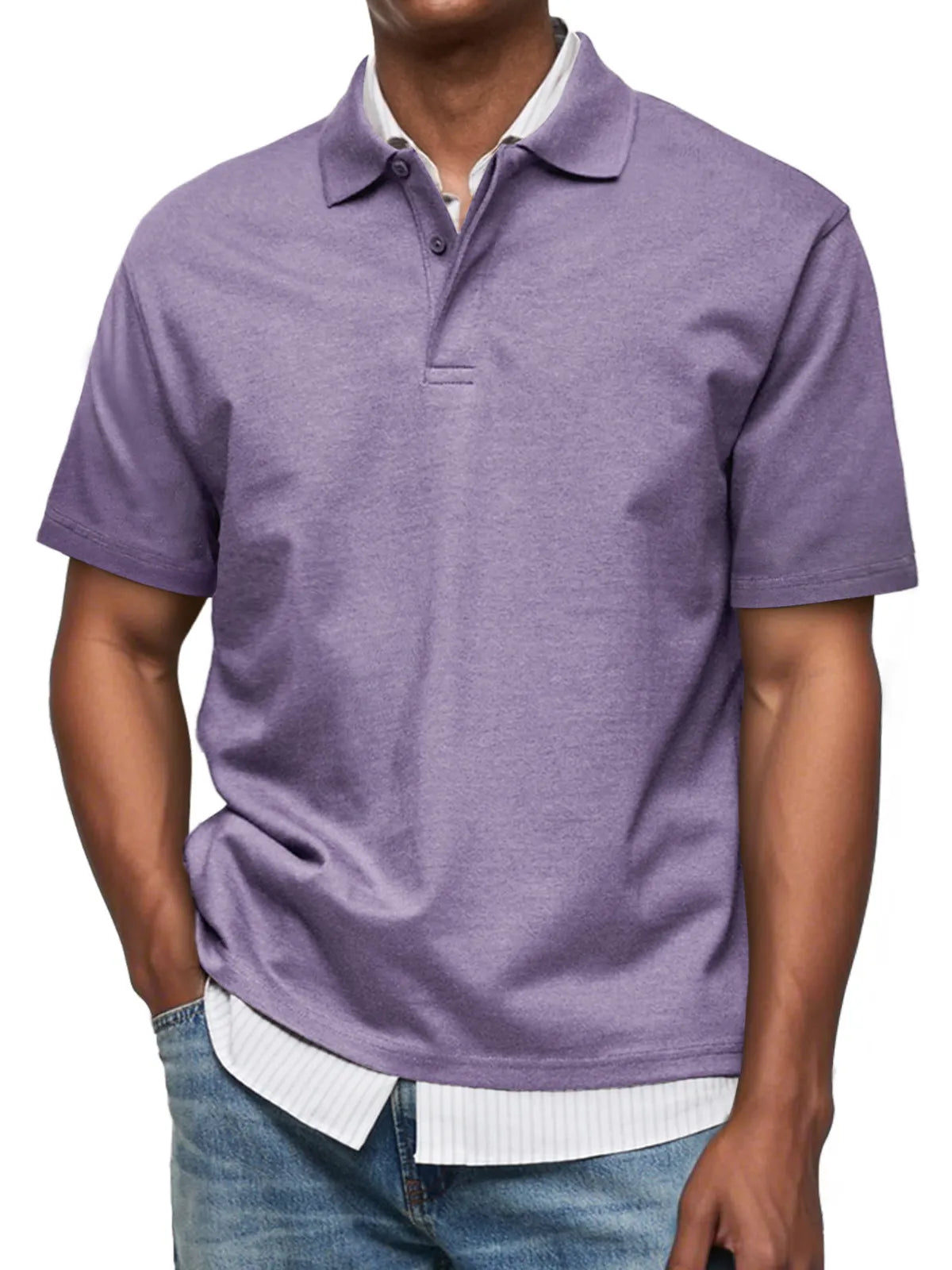 Men's Daily Casual Lapel Button Down Comfortable Short Sleeve Polo Shirt