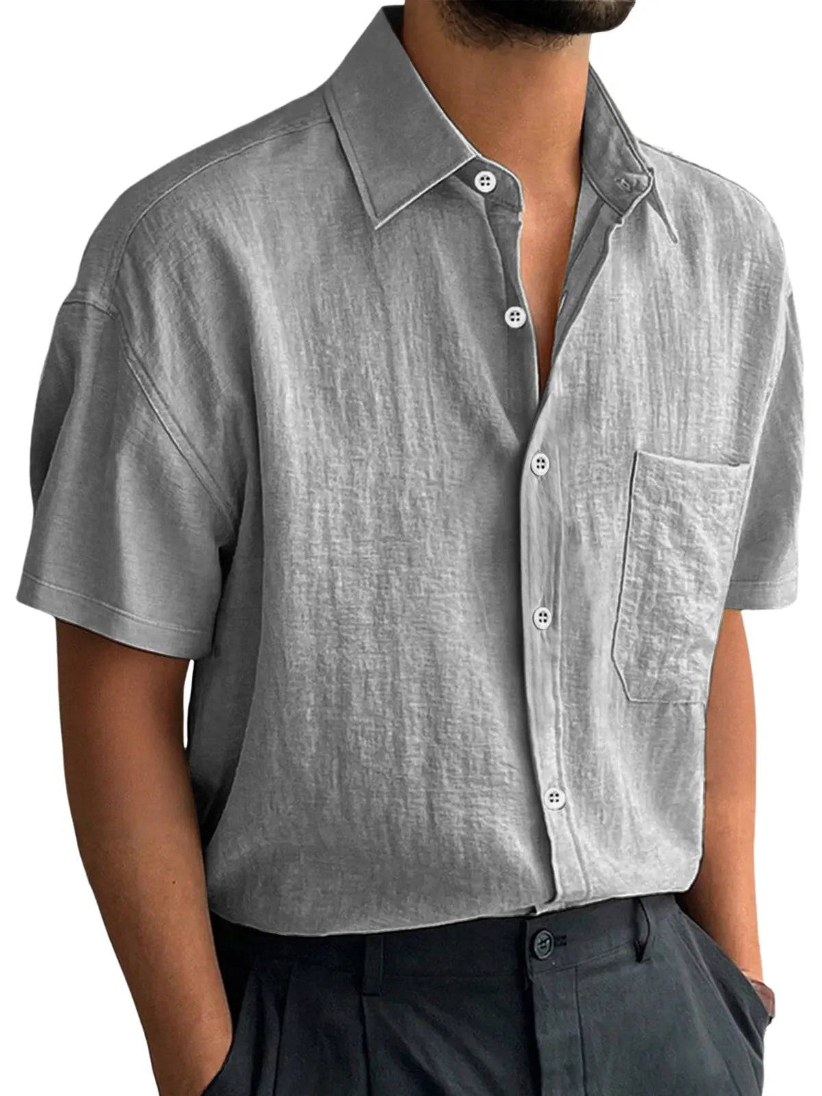 Men's Everyday Casual Lapel Pocket Comfort Short Sleeve Shirt