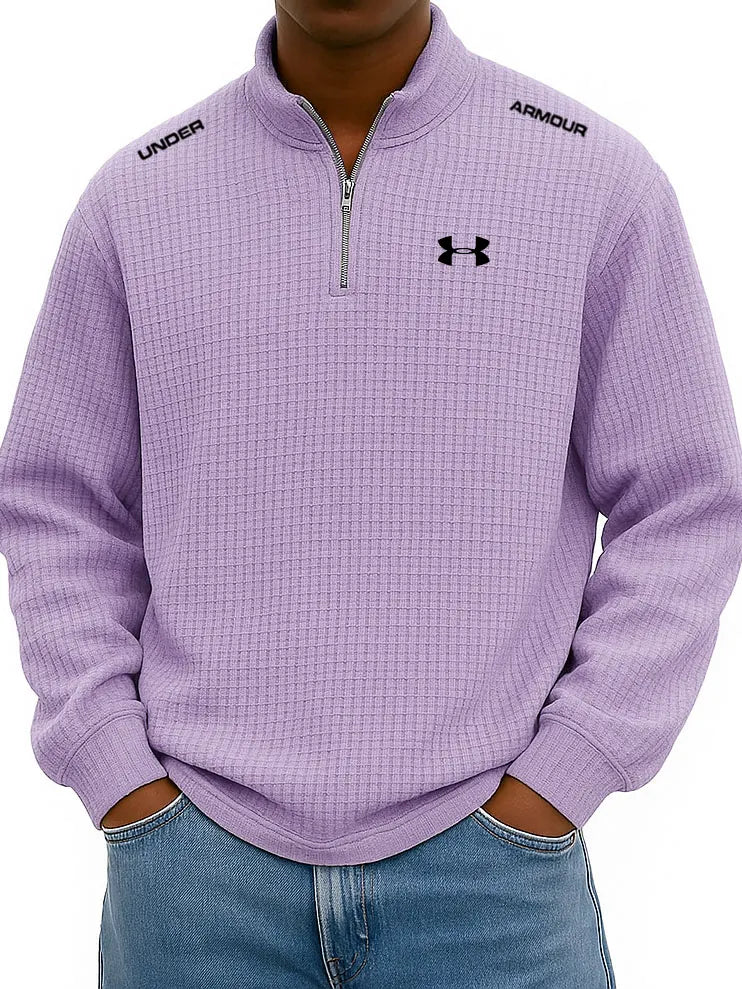 BESTSELLER🔥 Men’s Rib-Cuff Quarter-Zip Top – Cozy Waffle Texture, Everyday Casual Fit