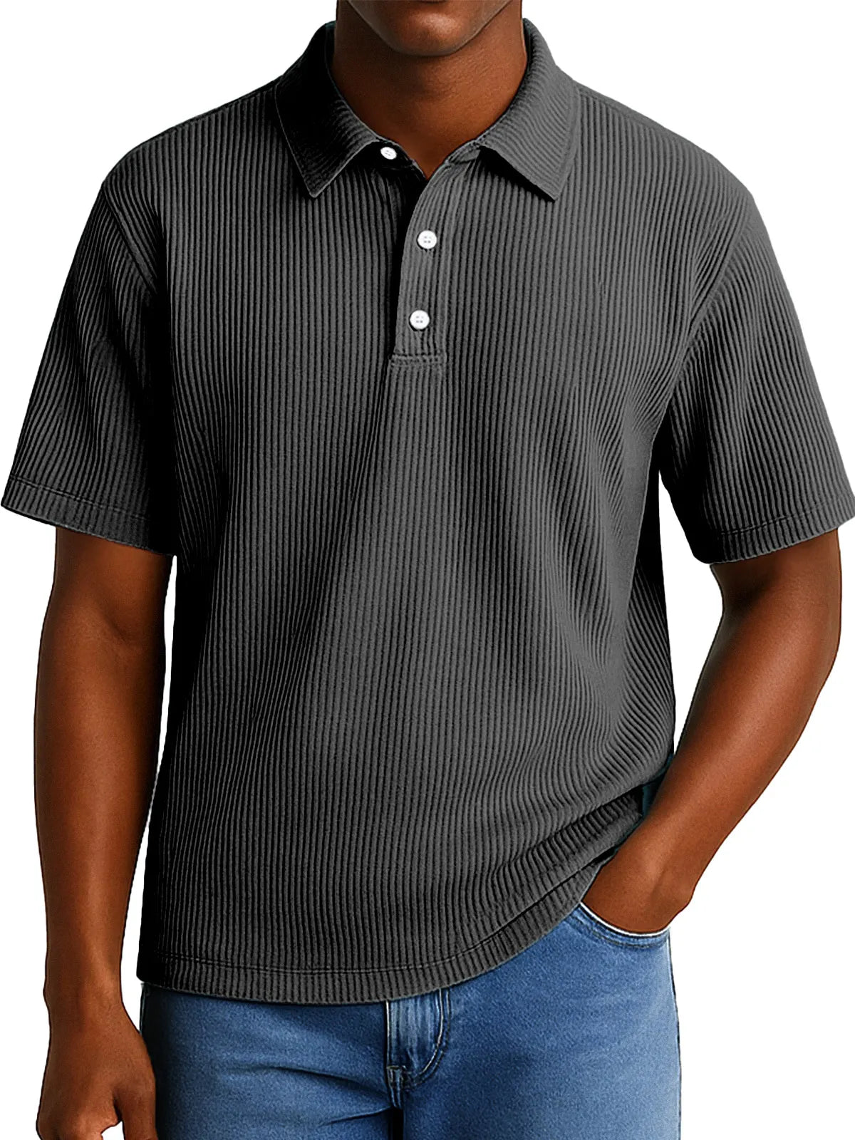 Men's Daily Casual Pitted Short-sleeved Lapel Polo Shirt