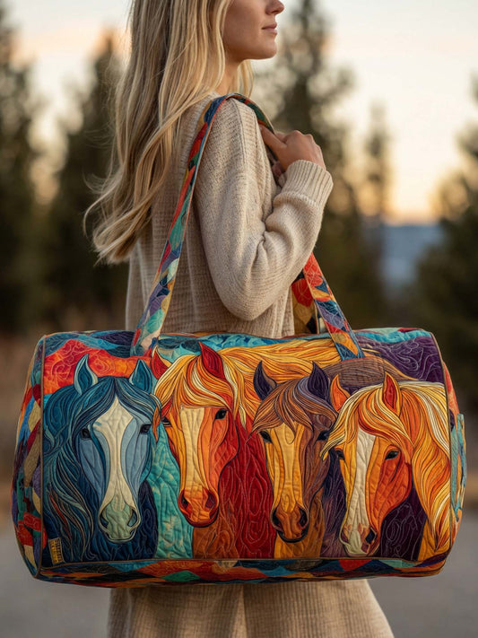 Vintage Horse Quilted Duffle Bag