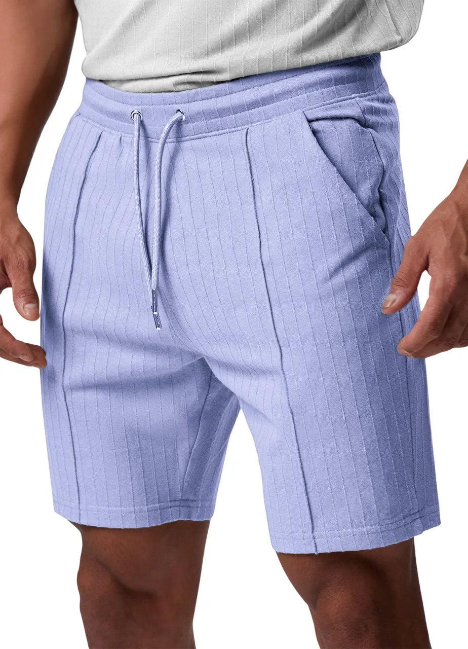 Men's Pleated Stretch Casual Shorts with Side Pockets