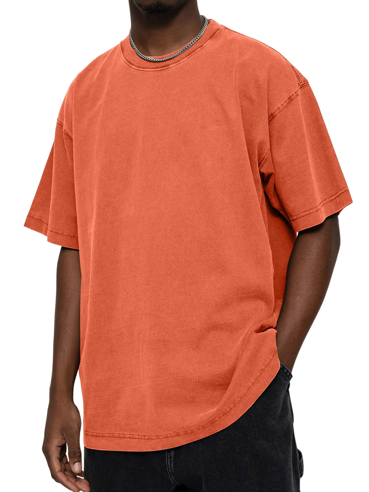 Men's 100% Cotton Vintage Washed Water Distressed Casual Round Neck T-shirt