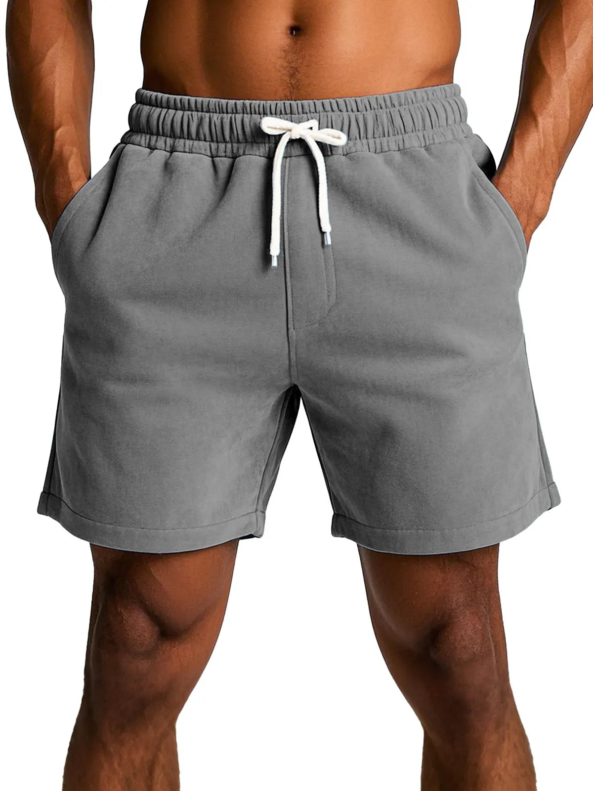 Men's simple and comfortable solid color suede shorts