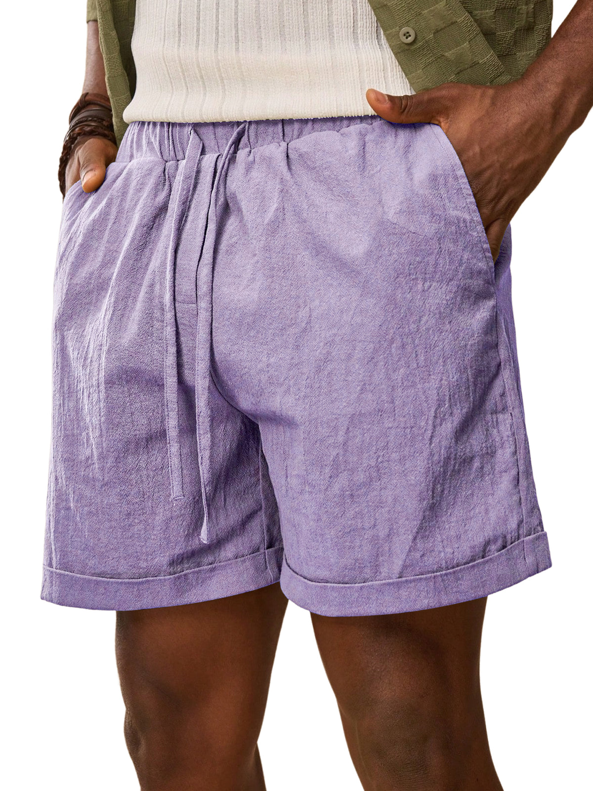 Men's Summer Daily Comfort Elastic Waist Casual Solid Color Shorts