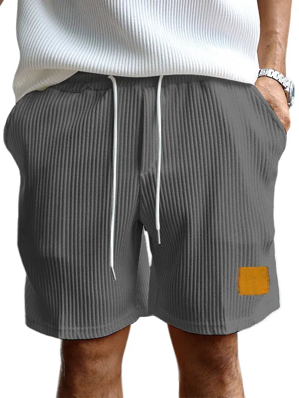 Men's Retro Embroidered Logo Stripe Fashion Lace-up Casual Shorts