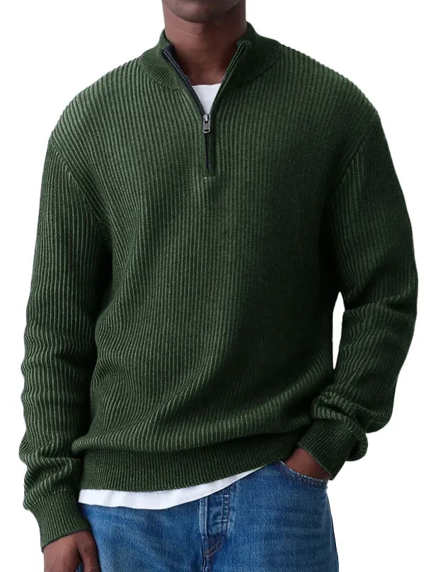 Men's Fashion Casual Long Sleeve Zip Stand Collar Sweater