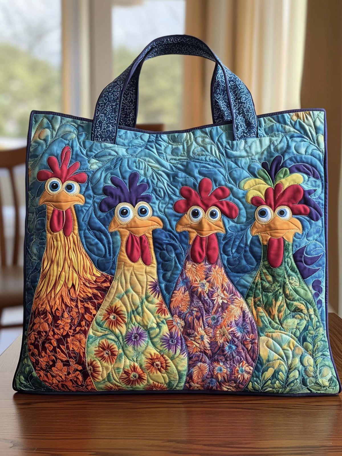 Funky Chicken Quilted Tote Bag Style A