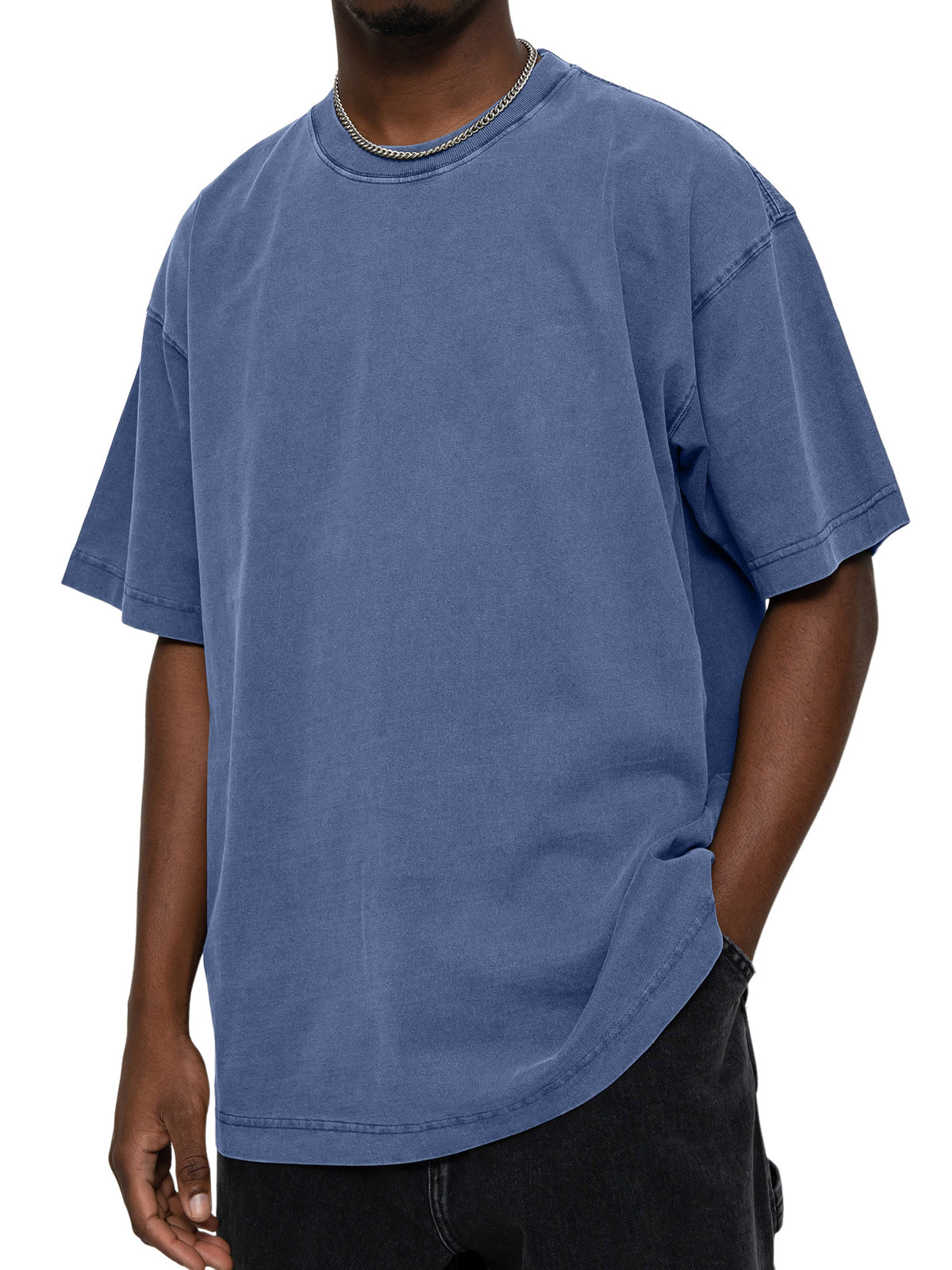 Men's 100% Cotton Vintage Washed Water Distressed Casual Round Neck T-shirt