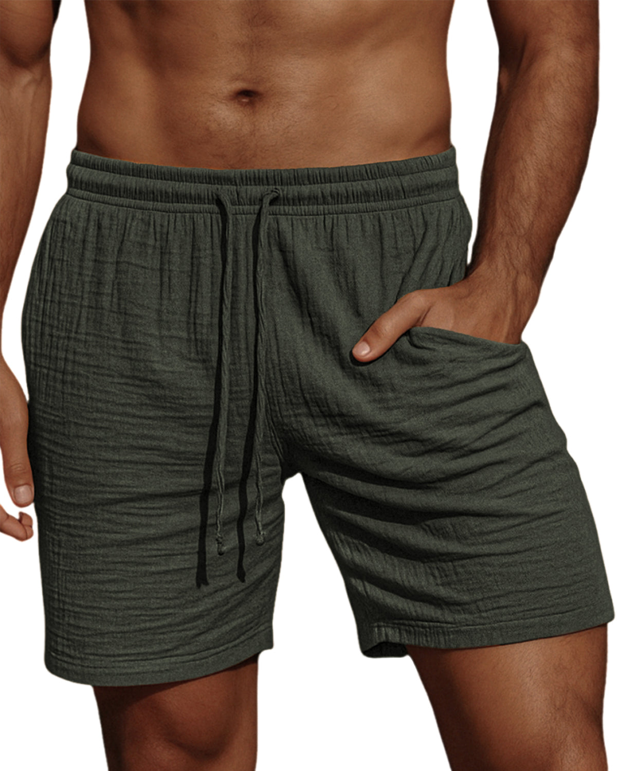 Men's Comfortable Crepe Texture Resort Casual Lace-Up Shorts