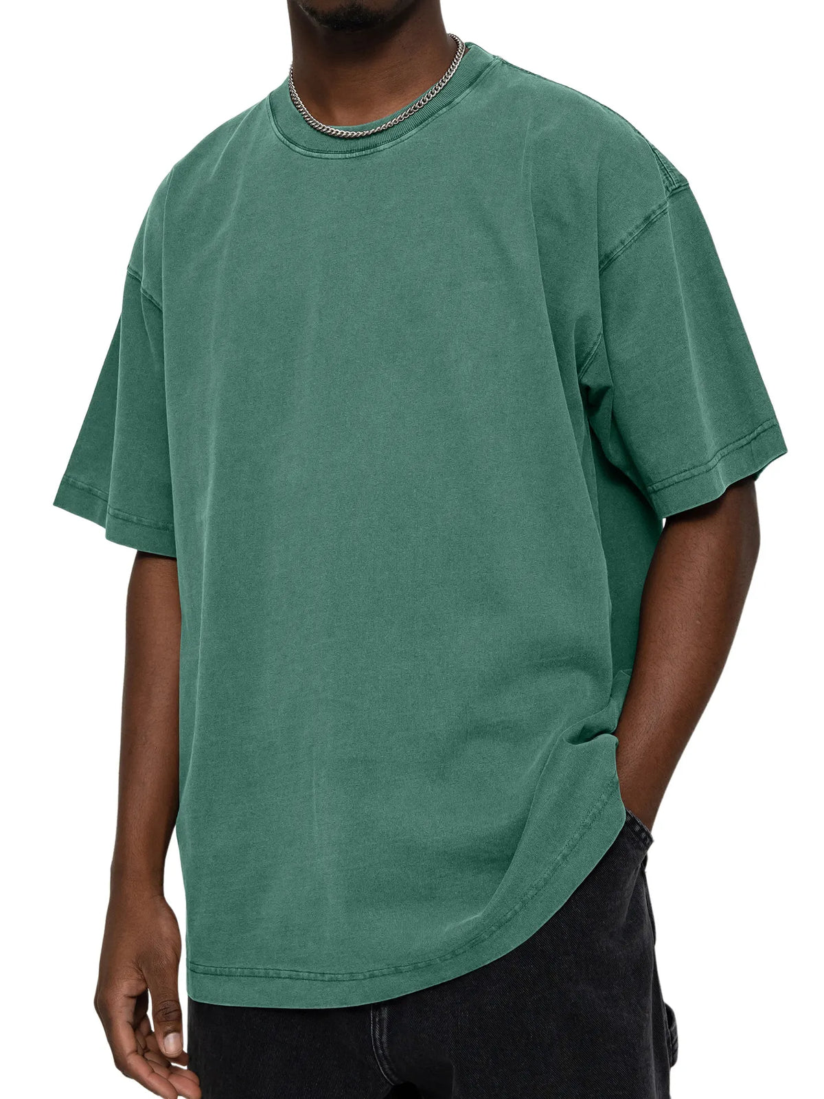 Men's 100% Cotton Vintage Washed Water Distressed Casual Round Neck T-shirt