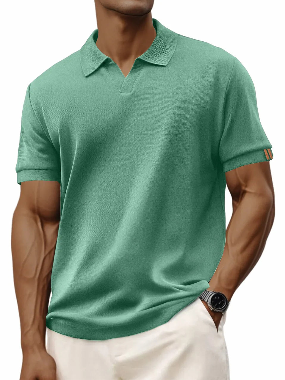 Men's Retro Casual V-neck Short-sleeved Polo Shirt