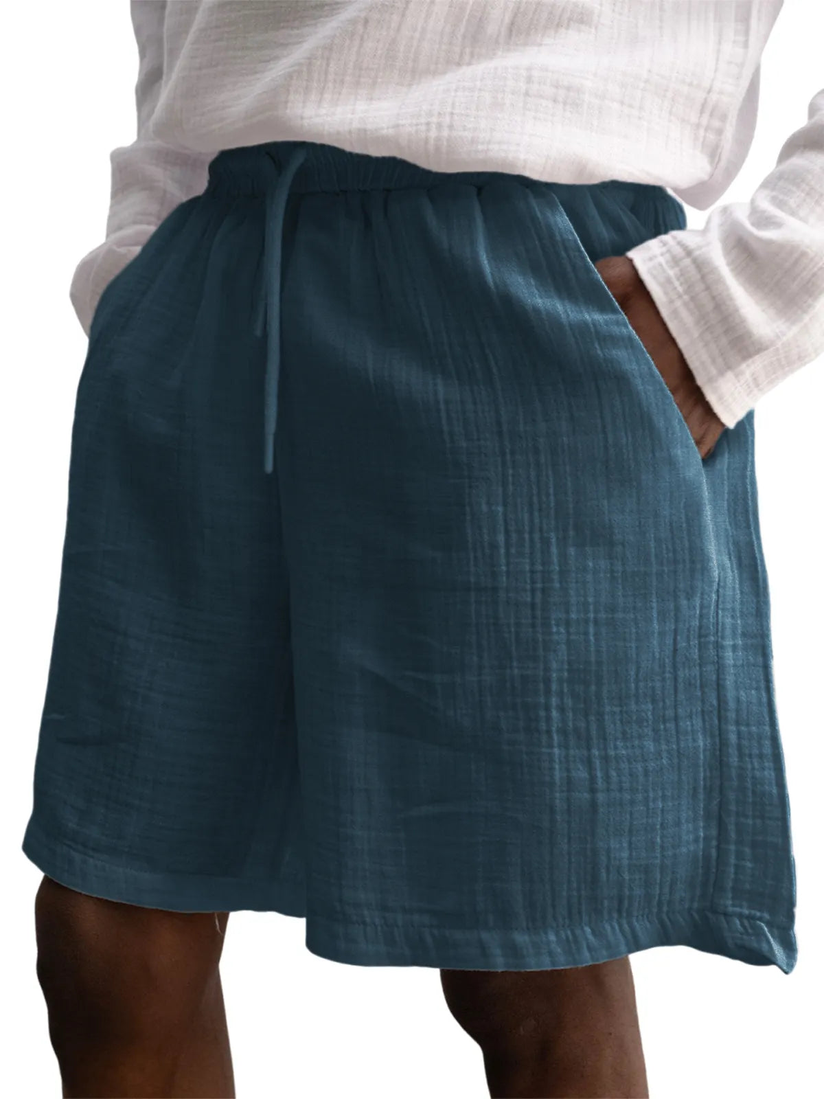 Men's Stylish Muslin Linen Lace Up Casual Shorts