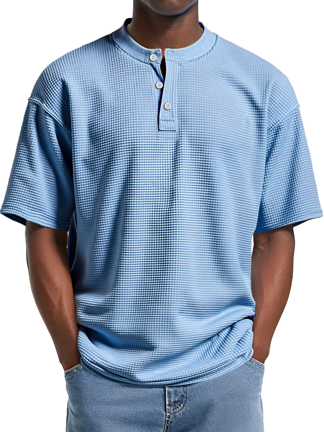 Men's Everyday Waffle Casual Comfort Short Sleeve Henley
