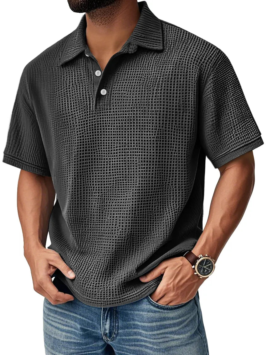 Men's Daily Casual Waffle Comfort Short Sleeve POLO Shirt