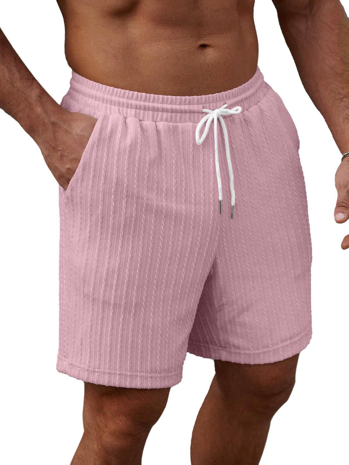 Men's Casual Solid Color Textured Loose Shorts