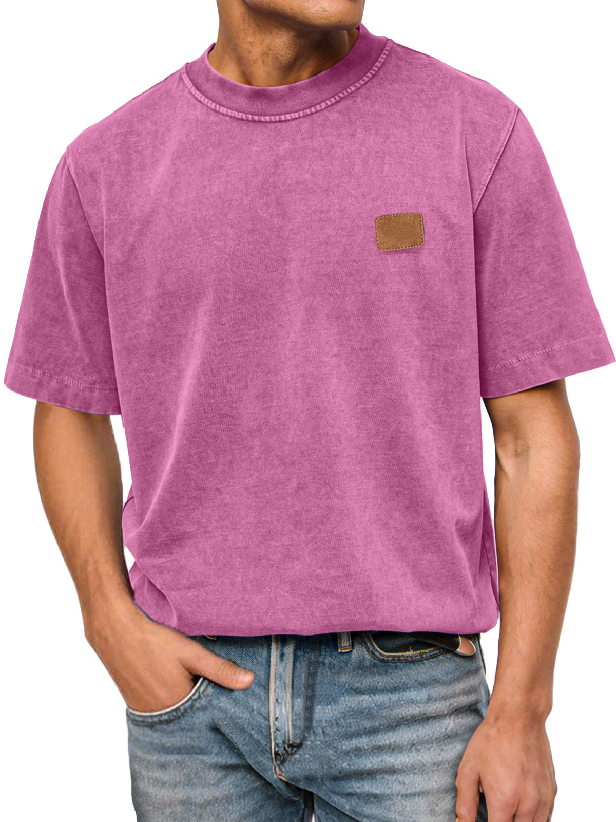 Men's Casual Retro Pure Cotton Washed Small Label Short-sleeved Round Neck T-shirt