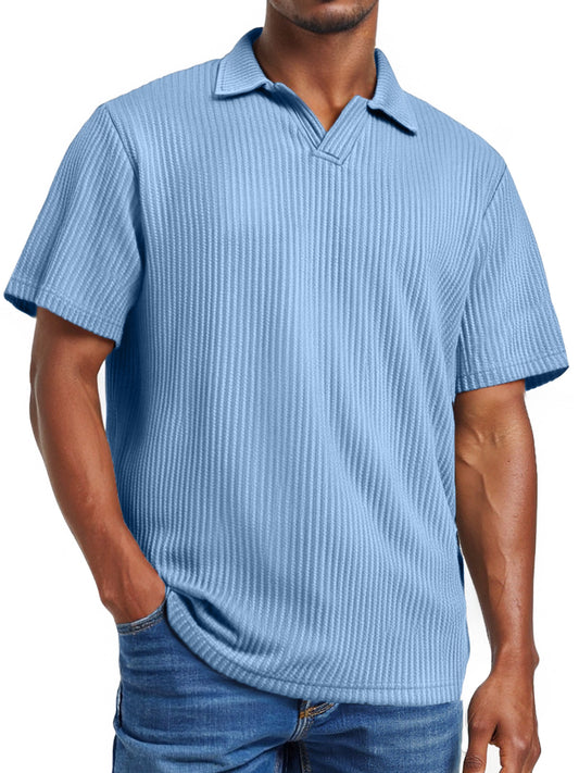Men's daily pitted V-neck short-sleeved POLO shirt