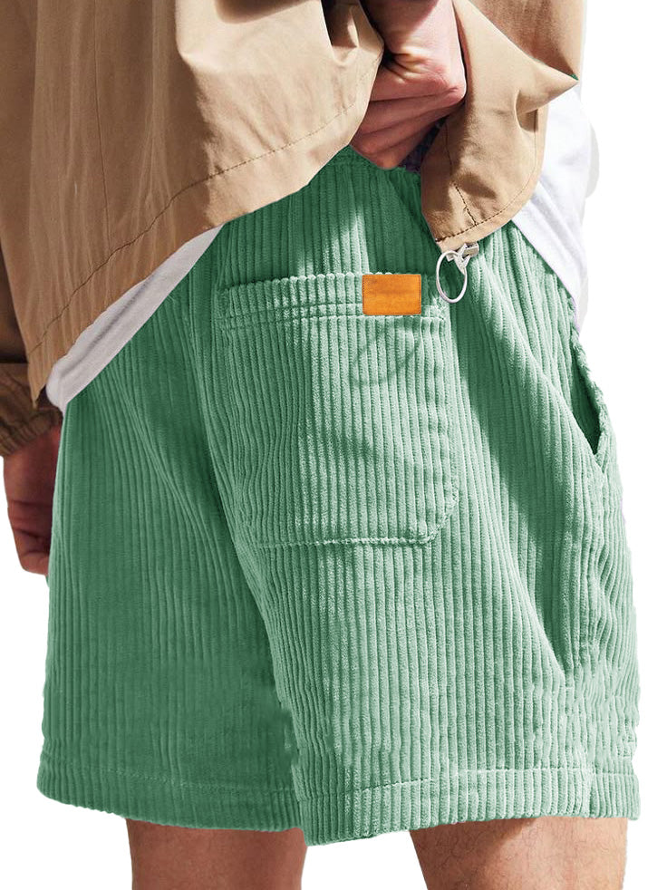 Men's Fashion Casual Corduroy Logo Embroidered Shorts