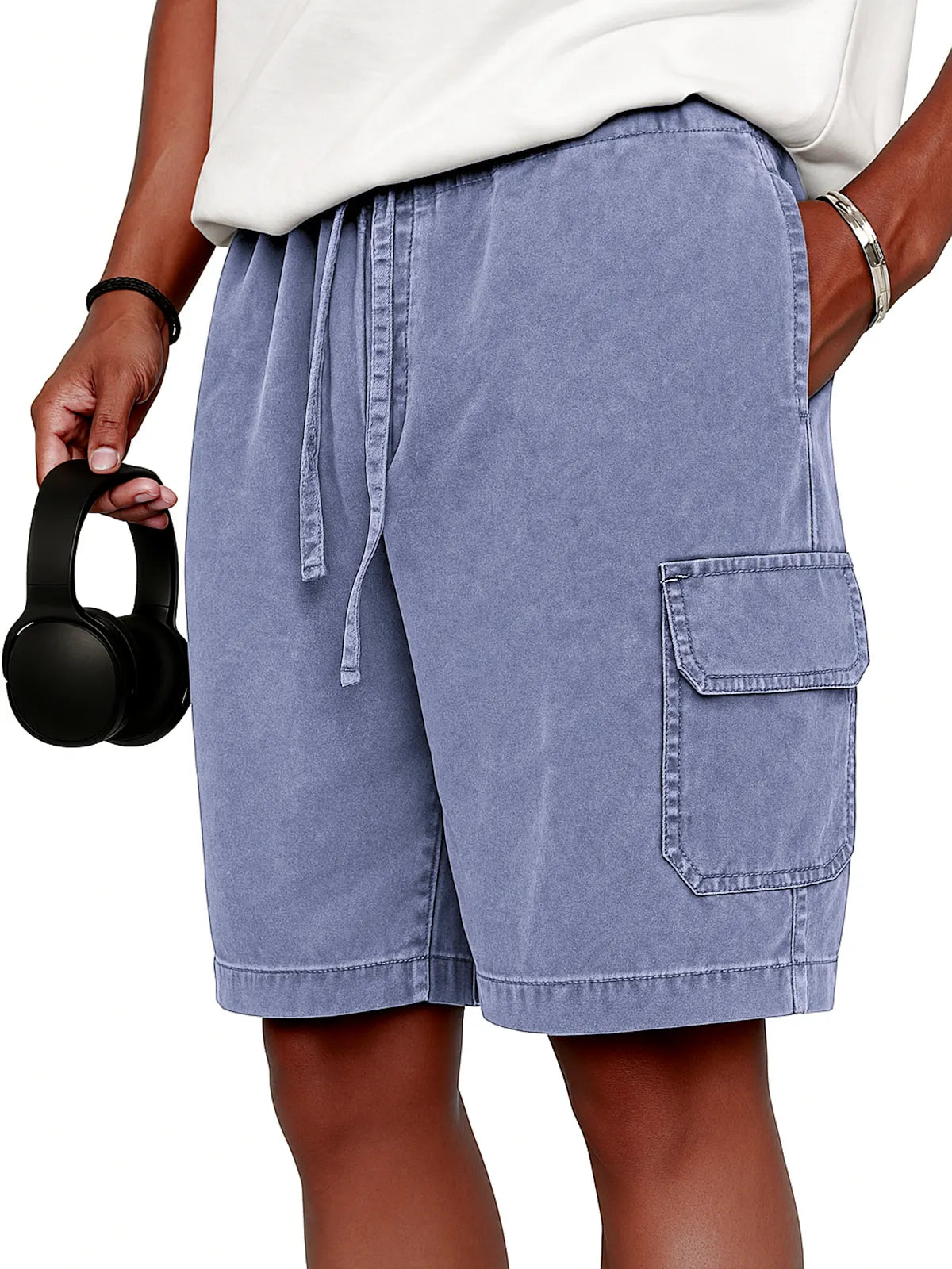 Men's Stylish Vintage Dyed Cargo Lace Up Practical Pockets Casual  Shorts
