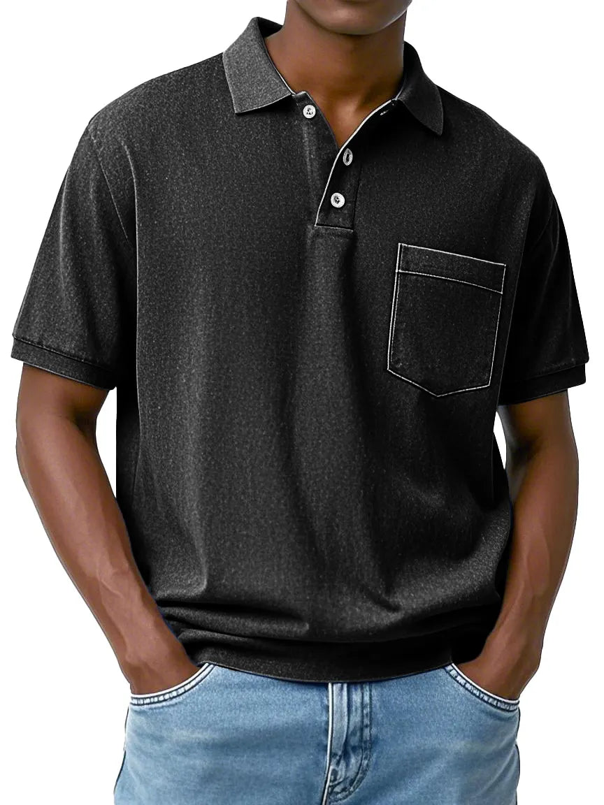 Men's Fashion Everyday Short-sleeved Lapel Pocket Polo Shirt