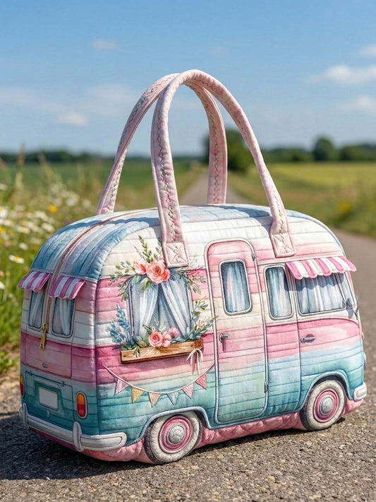 Flower Shop Delivery Truck Quilted Duffle Bag