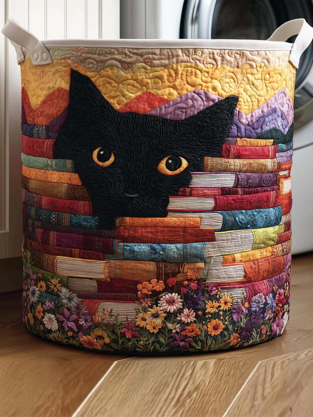 Midnight Book Quilted Laundry Basket