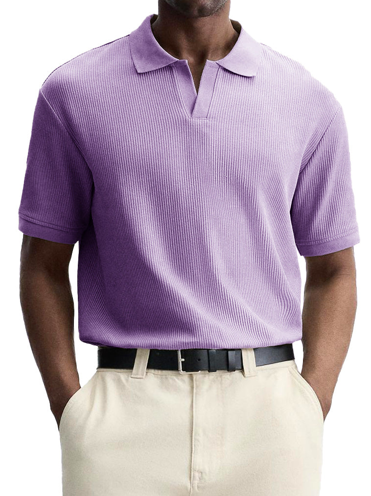 Men's Fashion Retro Casual Pit V-neck Short-Sleeved Polo Shirt