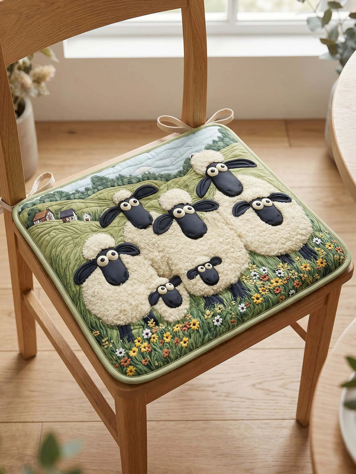 Little Sheep Quilted Chair Cushion