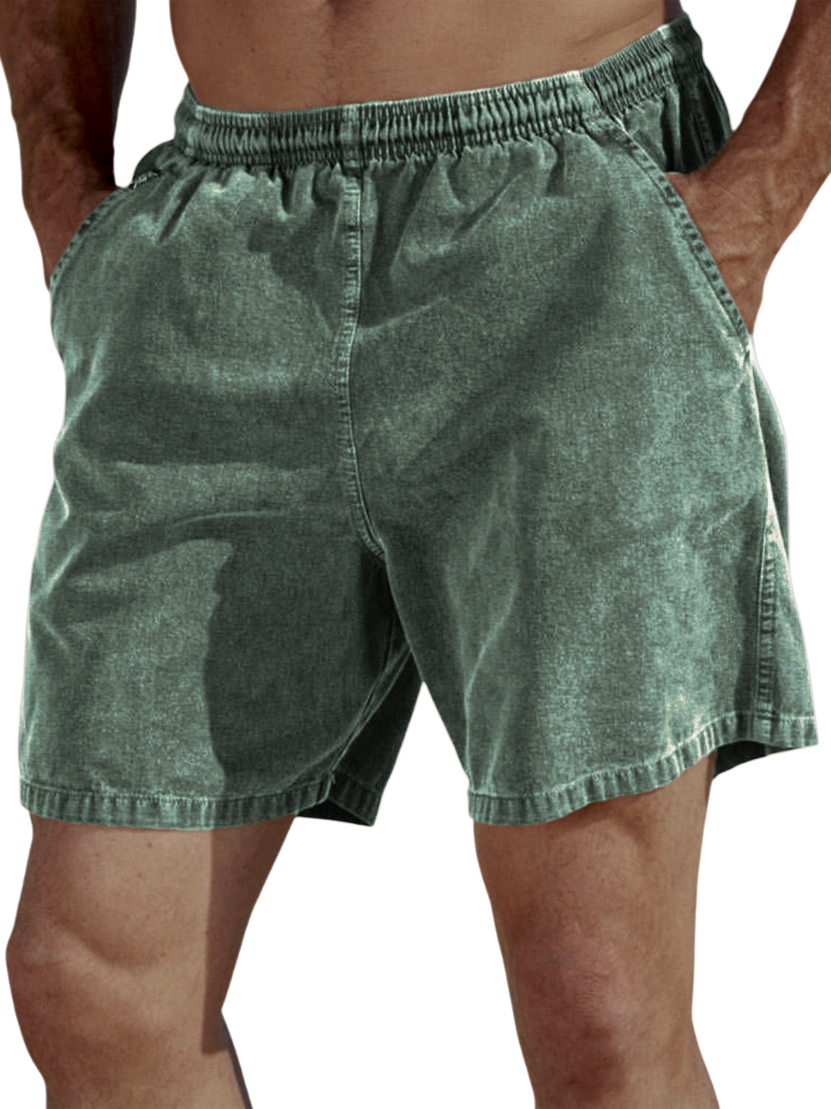 Men's Vintage Dyed Distressed Casual Beach Vacation Elastic Waist Shorts