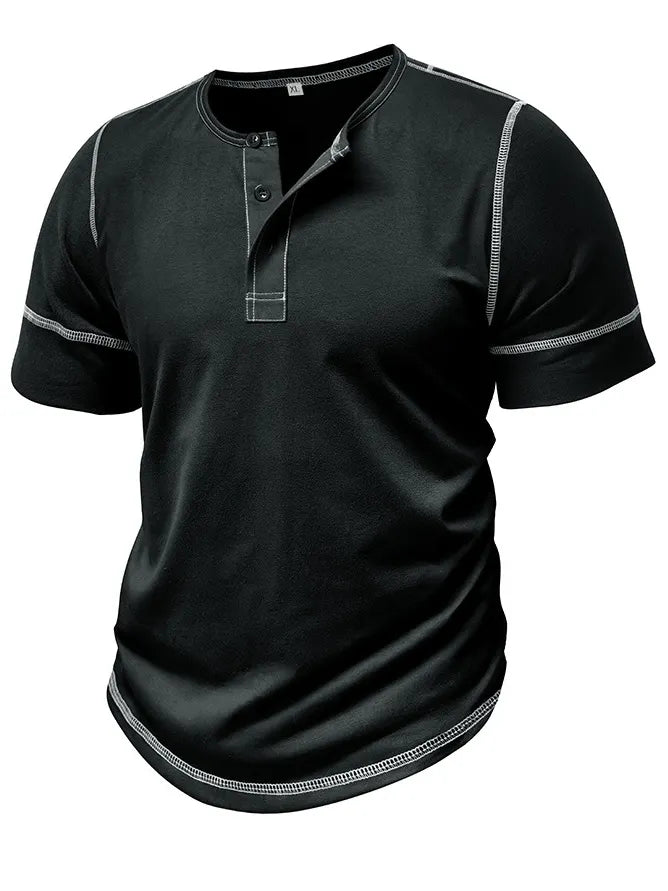 Men's Henry Elastic Cotton Daily Casual T-shirt