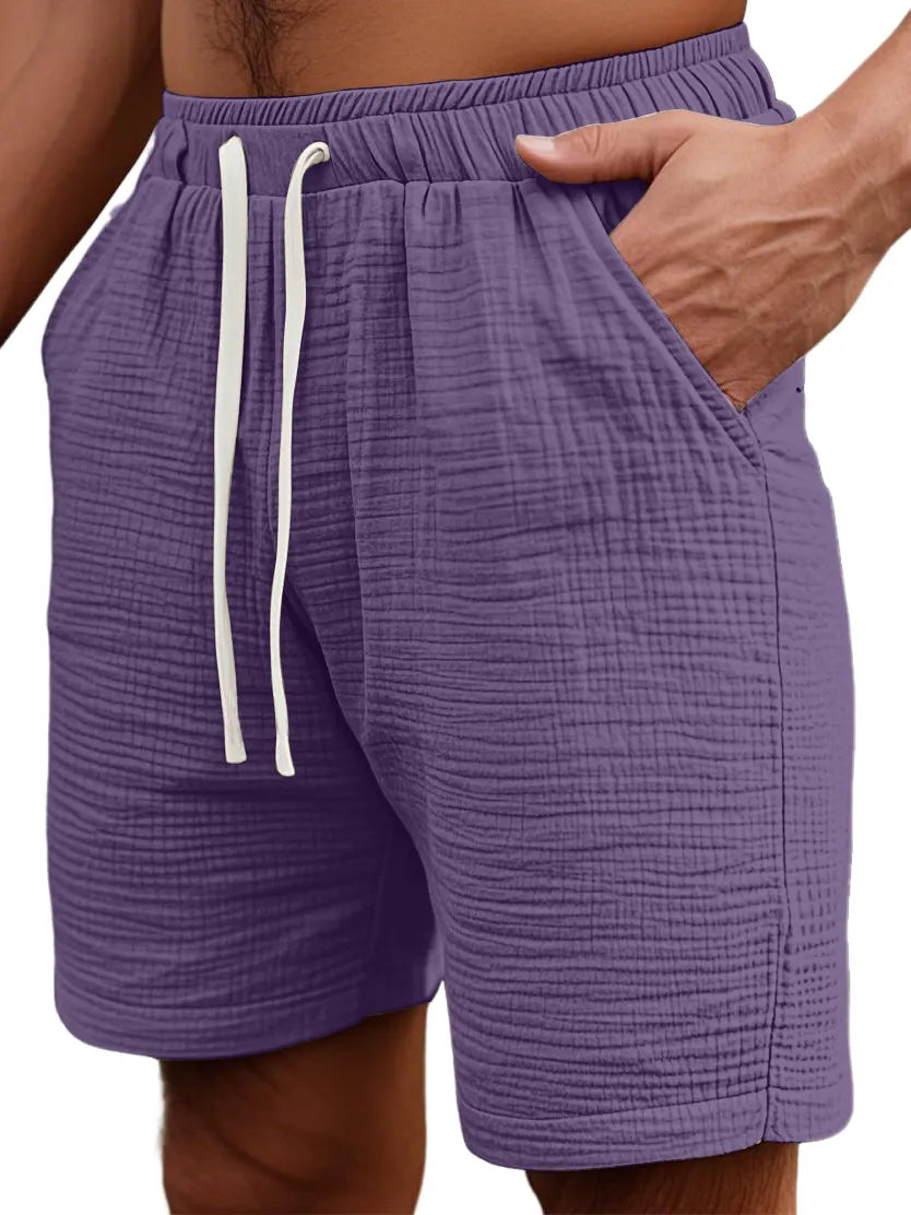 Men's Simple Daily Loose Pleated Texture Pocket Shorts