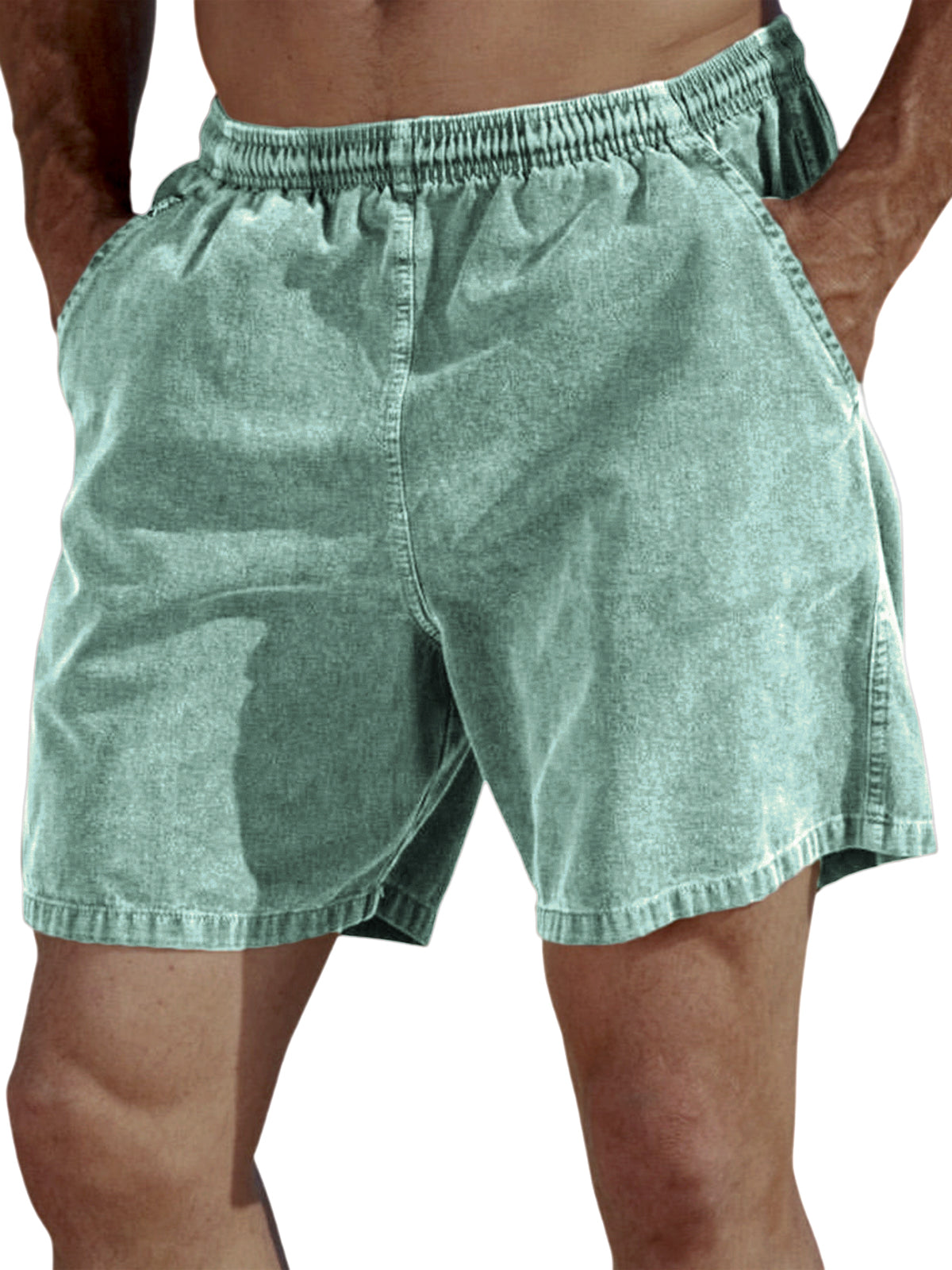 Men's Vintage Dyed Distressed Casual Beach Vacation Elastic Waist Shorts
