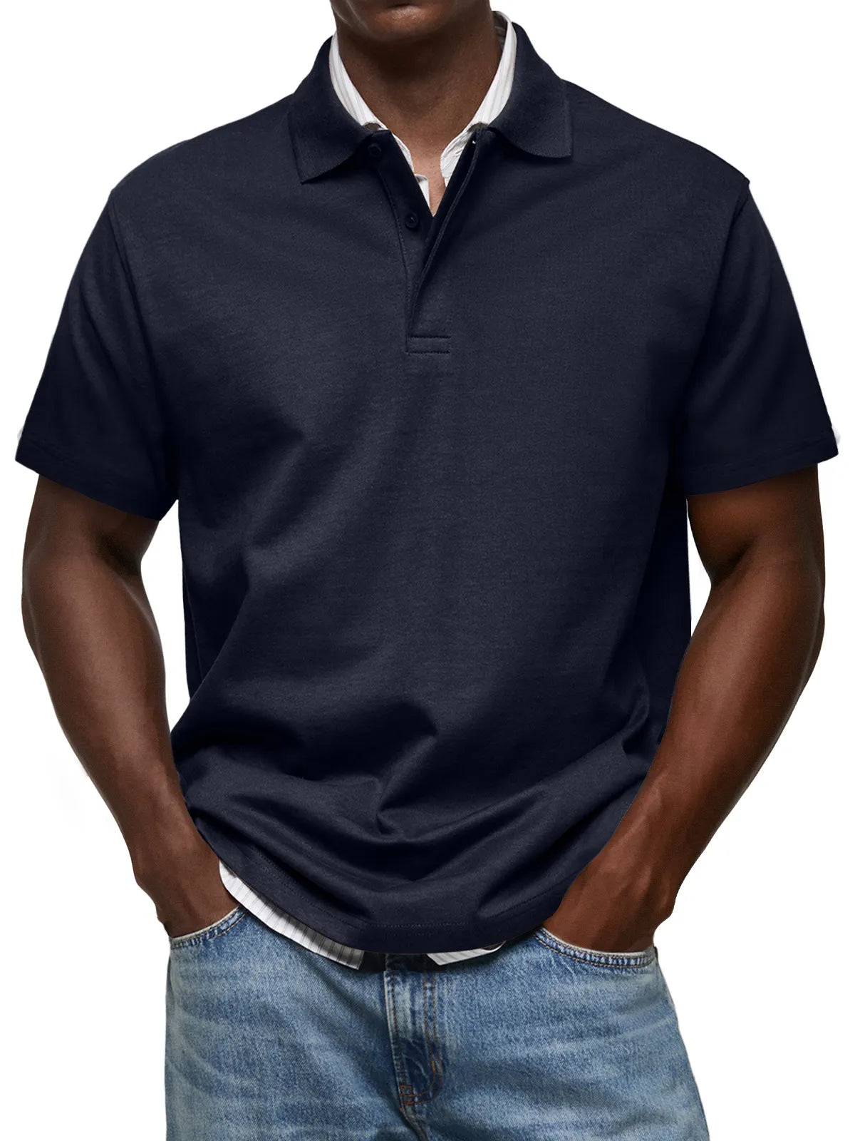 Men's Casual Lapel Button Up Comfortable Short Sleeve POLO Shirt