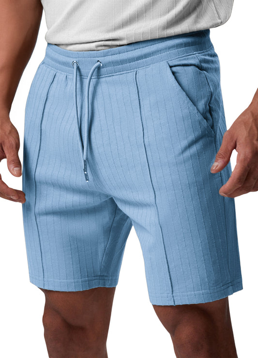 Men's Pleated Stretch Casual Shorts with Side Pockets