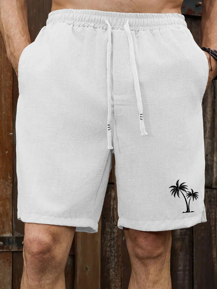 Men's Hawaiian Coconut Palm Print Casual Shorts