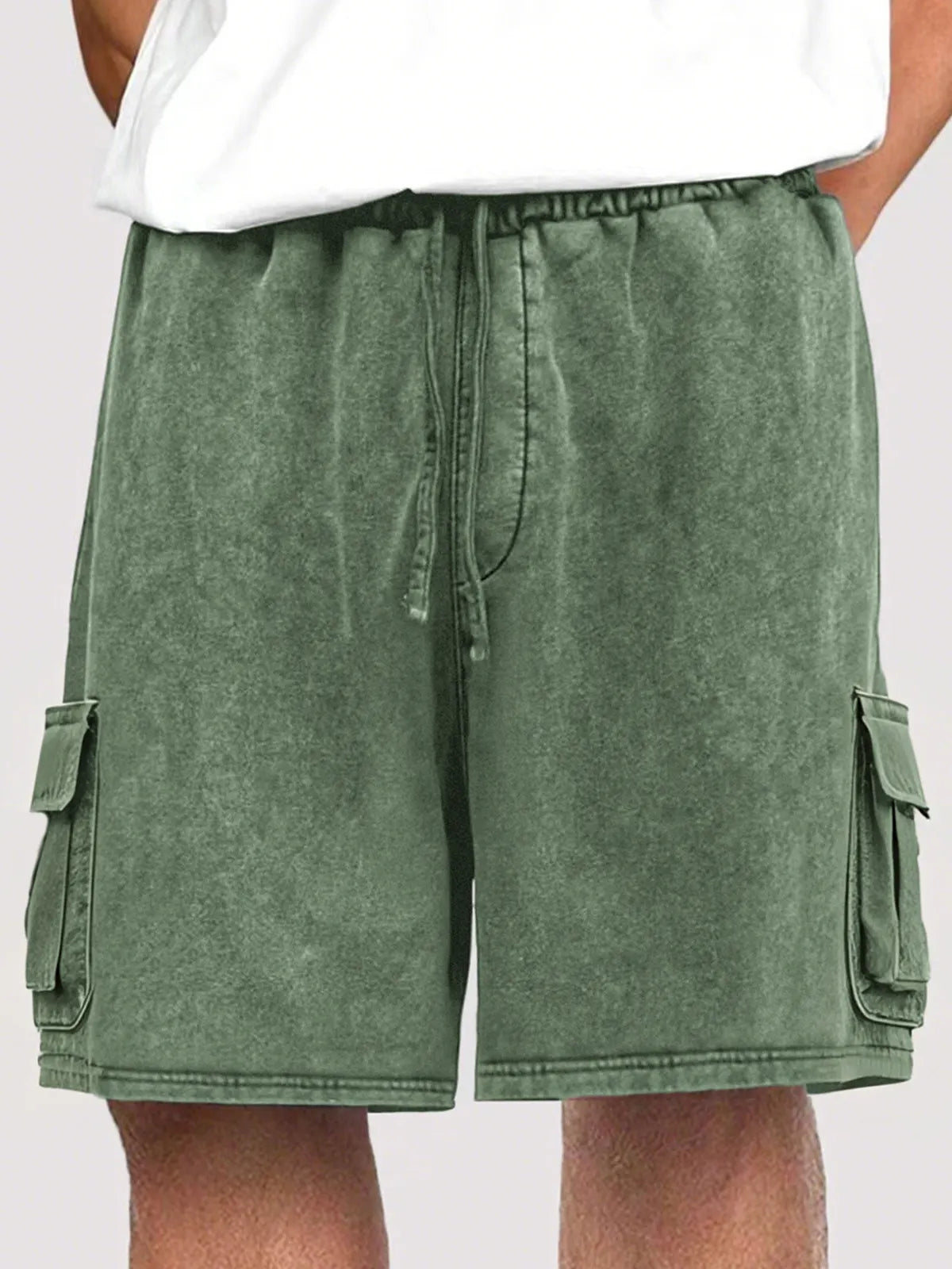 Men's Dyed Stylish Cargo Shorts With Lace-up And Multiple Pockets Stretch Shorts