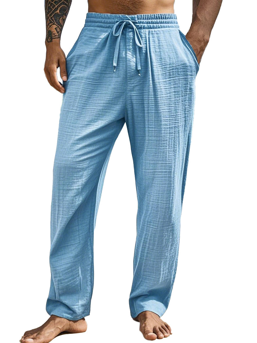 Men's Casual Hawaiian Comfortable Loose Solid Color Trousers