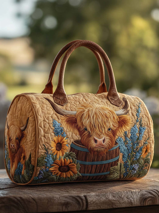 Highland Cow Quilted Duffle Bag