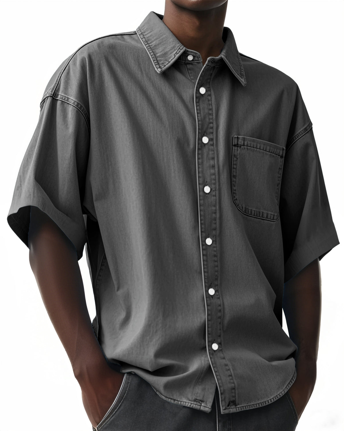 Men's Comfortable Vintage Lapel Short Sleeve Shirt With Chest Pocket