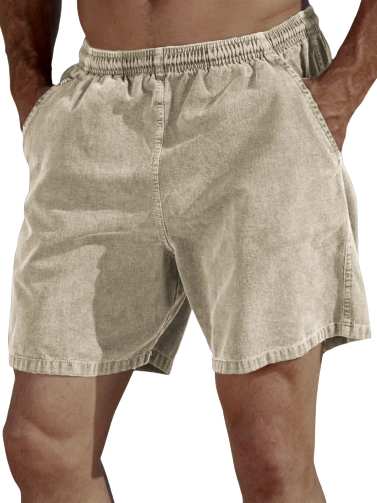 Men's Vintage Dyed Distressed Casual Beach Vacation Elastic Waist Shorts