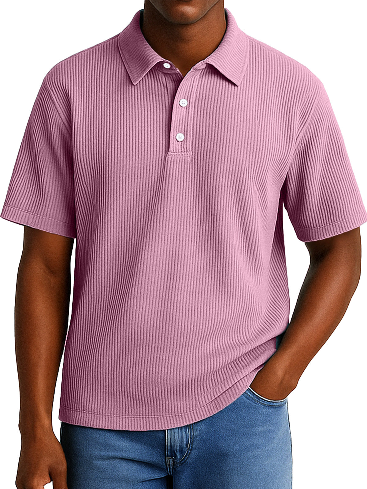 Men's Daily Casual Pitted Short-sleeved Lapel Polo Shirt