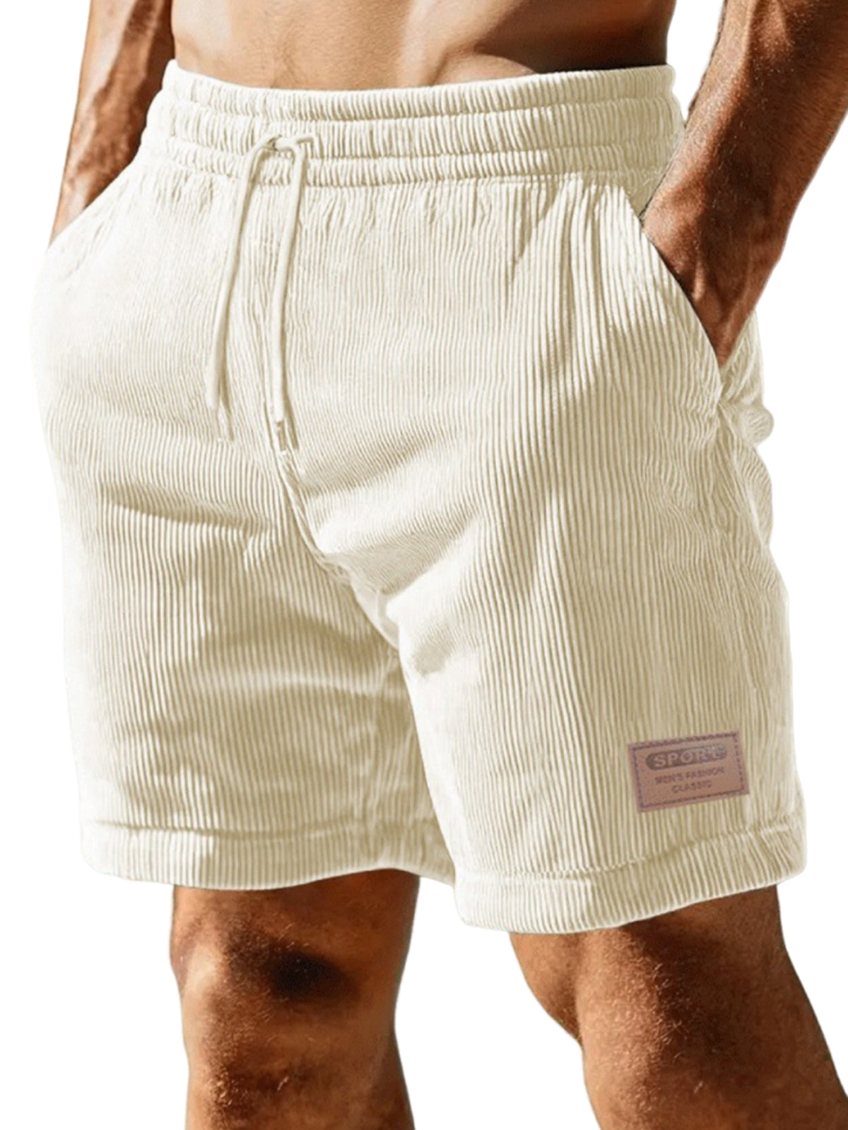 Men's Corduroy Lace-up Simple Casual Shorts