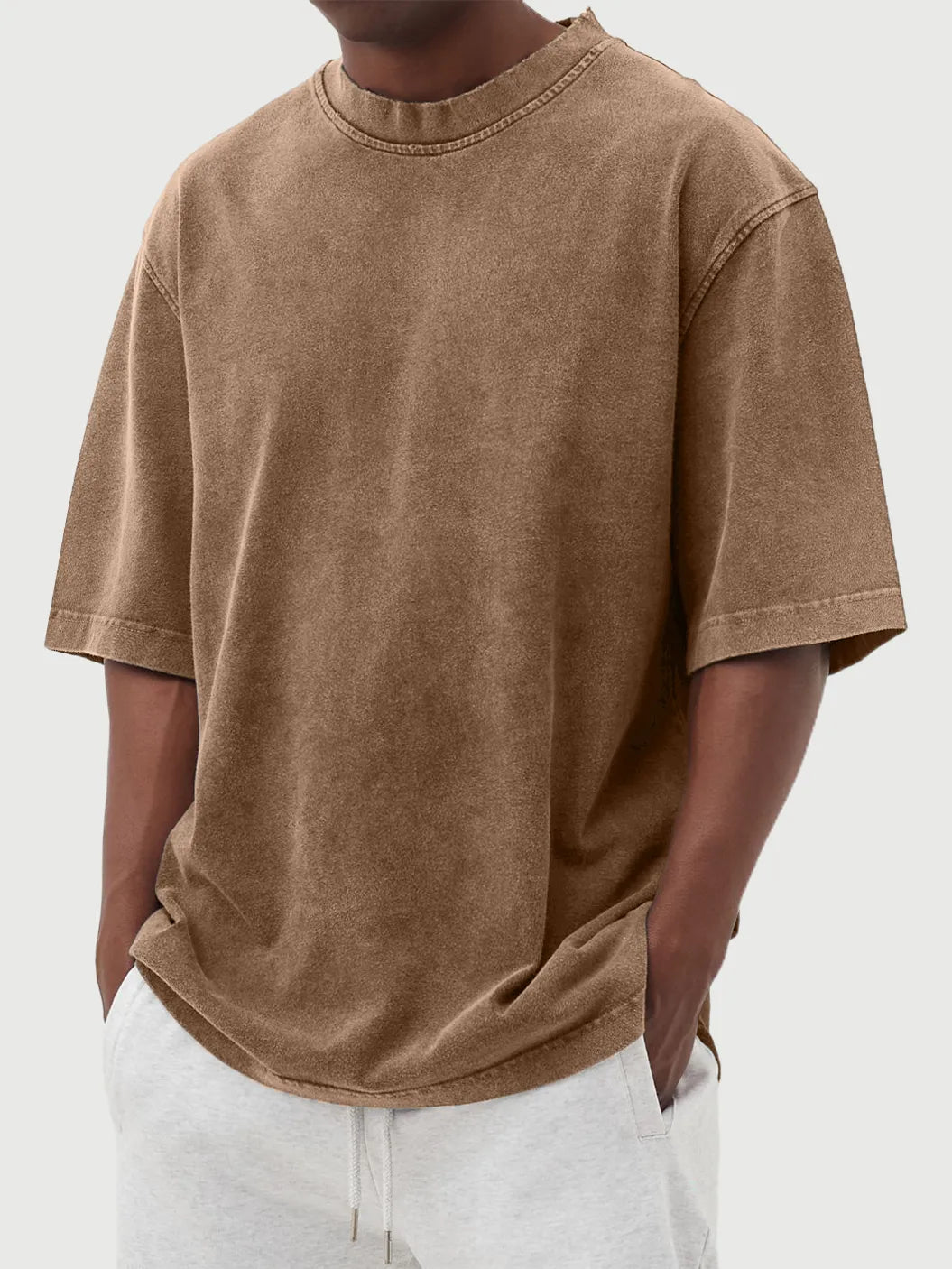 Men's Vintage Washed And Distressed Cotton T-shirt